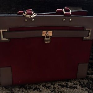 Elegant Red and Brown Tote Bag